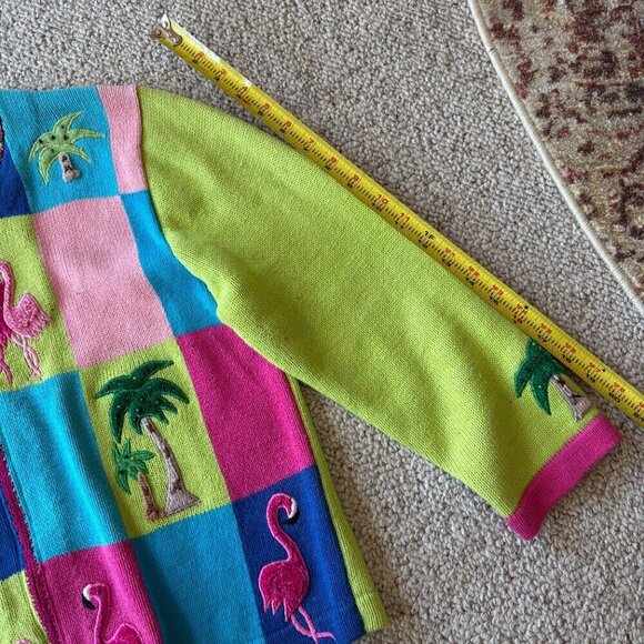 Jack B Quick Women’s Flamingo Pink Colorblock Sweater Pearl Embellished Collar - Picture 12 of 12